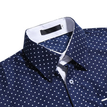 Load image into Gallery viewer, JAYCOSIN men&#39;s autumn casual one-piece dress polka dot slim long-sleeved dress shirt men&#39;s blue and white printed shirt