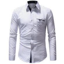 Load image into Gallery viewer, JAYCOSIN men&#39;s autumn casual one-piece dress polka dot slim long-sleeved dress shirt men&#39;s blue and white printed shirt