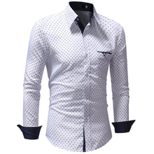 Load image into Gallery viewer, JAYCOSIN men&#39;s autumn casual one-piece dress polka dot slim long-sleeved dress shirt men&#39;s blue and white printed shirt
